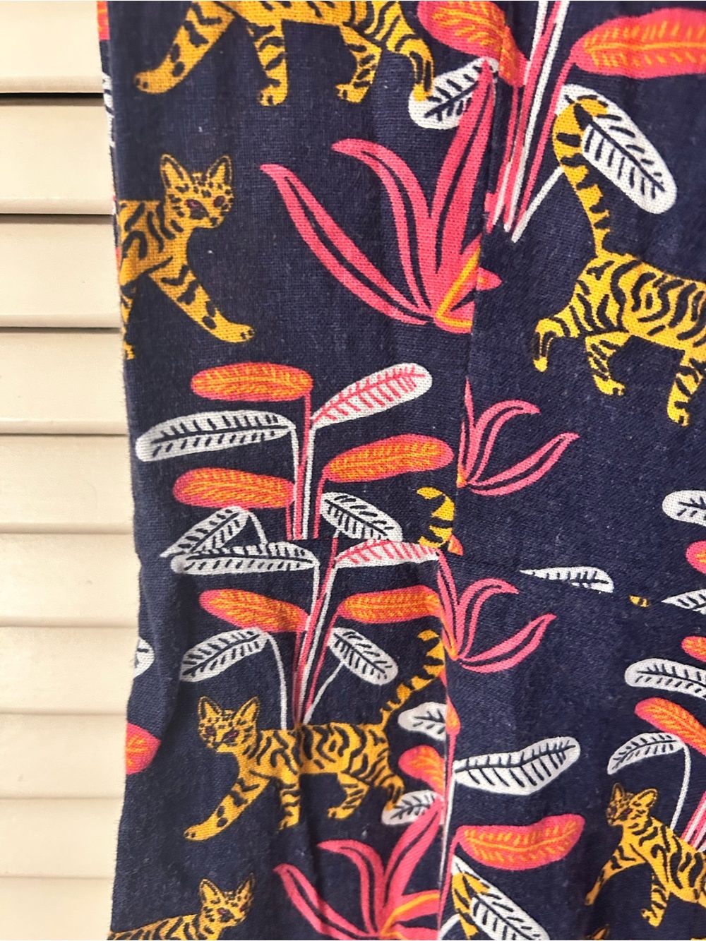 Modcloth Navy Short-Sleeve Jumpsuit with  Leopard Motif Bold Notion (pockets!) - Picture 4 of 5